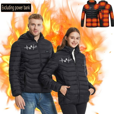 Qeaghou Heated Coat for Women Rechargeable 21 Heating Zones Hooded Heated Jackets Lightweight Windproof Rechargeable Down Coats Todays Daily Deals Clearance