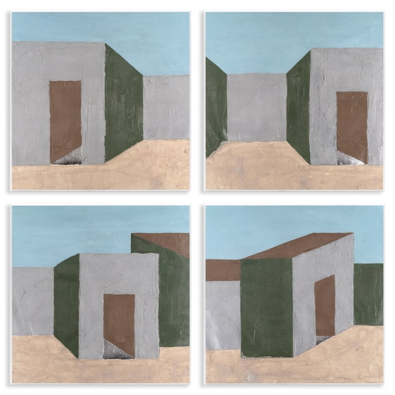 Stupell Industries Desert Modular Houses Buildings & Architecture Painting Unframed Art Print Wall Art, 12 x 12, Set of 4
