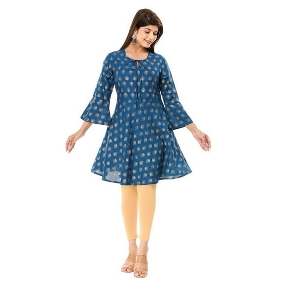 Vihaan Impex Indian Tunic Top for Women, Rayon Fit & Flare Dress, Women's Large