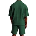 thumbnail image 5 of CIENVNSTG Mens 2 Piece Outfits Waffle Knit Outfit Half Zip Polo Shirt Summer Short Sleeve Shorts Sports Set, 5 of 8