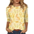 thumbnail image 5 of HAVUITYY Easter Bunny Sweater for Women – Soft 3/4 Sleeve Cotton Pullover with Cute Egg Print, Perfect Spring Going Out Top & Holiday Gift Idea, 5 of 5