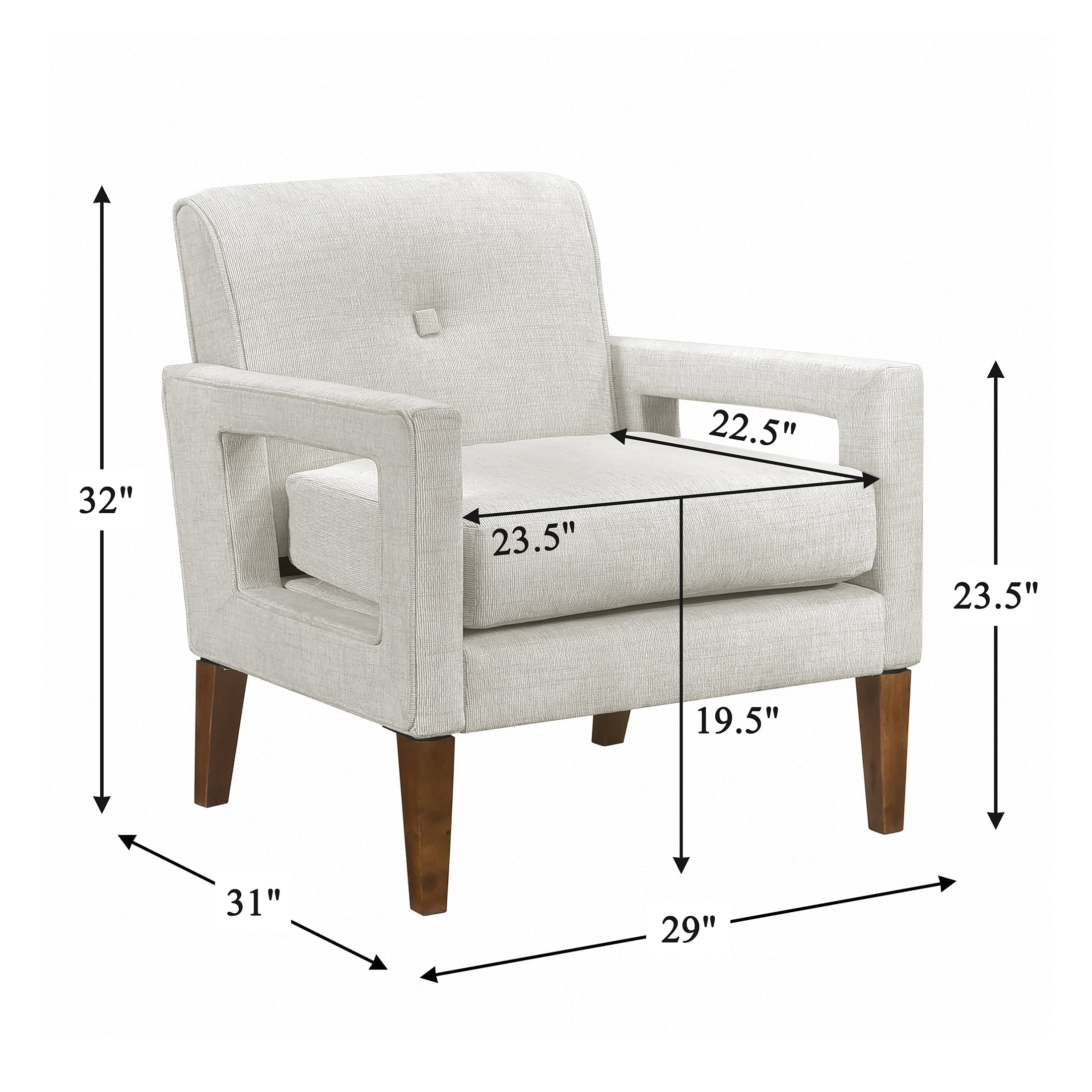 OakvillePark Vanton Chenille Accent Chair, Beige