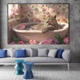 thumbnail image 3 of Mudket Framed Leopard in Floral Tile Bathroom Canvas Wall Art, Funny Leopard Print Bathroom Wall Decor, Animal Wall Art for Home, Ready to Hang - 12"L x 8"W, 3 of 10