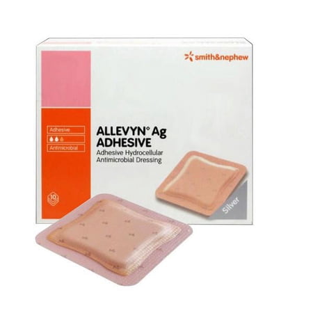 Allevyn Ag Adhesive Absorbent Silver Hydrocellular Dressing 7" X 7" Part No. 66020976 (10/box)