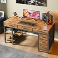 thumbnail image 6 of Computer Desk with 6 Drawers, 47 Inch Office Desk with Shelves, Reversible Gaming Desk, Corner Desk with Storage, Work for Home Office, Study, Living Room, Rustic Brown, 6 of 8
