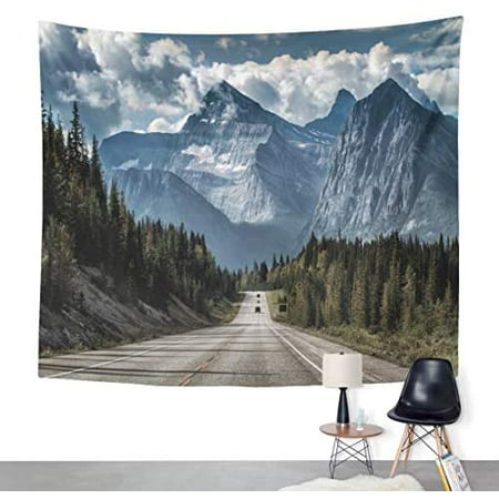 Tapestry Awesome Road To The Great Mountain Forest Canada Rock Home Decor Wall Art Hanging For Living Room Bedroom Dorm 50 X 60 Inches - Mountain Home Decor Canada