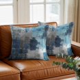 thumbnail image 3 of Blue Grey Throw Pillow Cover Modern Graffiti Cotton Linen Cushion Cover Throw Pillow Case with Invisible Zipper for Couch Sofa Bed Chair Car 18x18 Inch, 3 of 14
