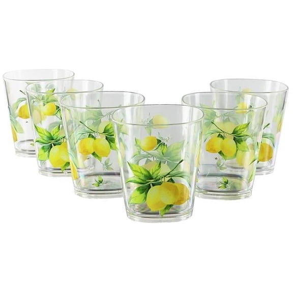 Reston Lloyd 76419 6pc Acrylic Drinkware Set 14oz  Fresh Lemons