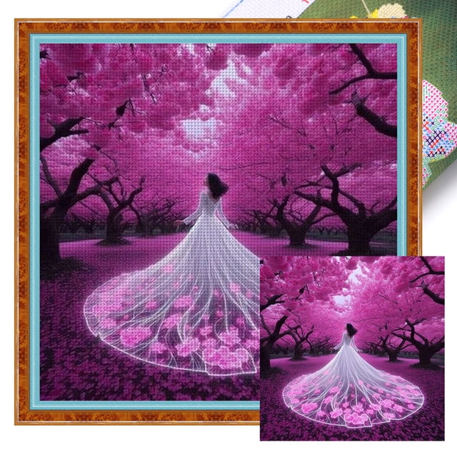 Hilo Algodón Ecológico Bordado Arte Punto Cruz Impreso para Niña 11CT 45x45cm