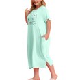 thumbnail image 4 of Agnes Orinda Women's Plus Size Nightgowns Crew Neck Short Sleeves Sleep Dress Cats Print Pajamas Lounge Home with Pocket 3X Mint Green, 4 of 8