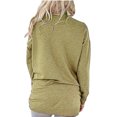 thumbnail image 2 of Camiseta de manga larga para mujer con estampado de letras y cuello redondo, camiseta holgada elástica a la moda con bolsillos laterales, color caqui XL, 2 of 4