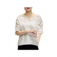 thumbnail image 2 of Lavaport M-5XL Women Half Sleeve Lace Hollow Tops Causal Blouse, 2 of 4