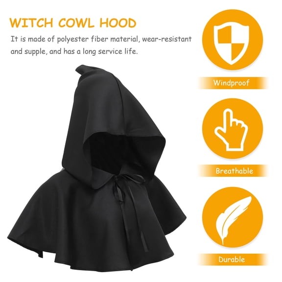 FOMIYES Goth Costume Cowl Hat Black Polyester Fiber 1Pack for Costume Prop