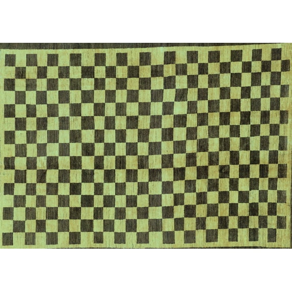 Ahgly Company Indoor Rectangle Checkered Light Blue Modern Area Rugs, 7' x 9'