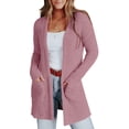 thumbnail image 6 of Women's Long Sleeve Cardigan Open Front Knit Sweaters Solid Soft Casual Loose Outerwear Coats with Pockets, 6 of 9