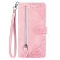 thumbnail image 2 of Funda de piel con cremallera y diseño de flores para Samsung Galaxy A55 5G, color rosa, 2 of 4