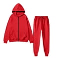 thumbnail image 4 of WIZUTIZ Men's Casual Set Solid Color Long Sleeve Pullover Hoodie Top Elastic Waist Drawstring Zipper Pocket Pants Two-Piece Outfit Polyester Breathable for Home Daily All-Season Wear, 4 of 4