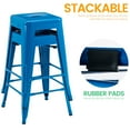 thumbnail image 3 of 24 inch High Barstools Set of 2, Counter Height Metal Bar Stools, Indoor/Outdoor Stackable Bartool Industrial Backless Stools(Blue), 3 of 7
