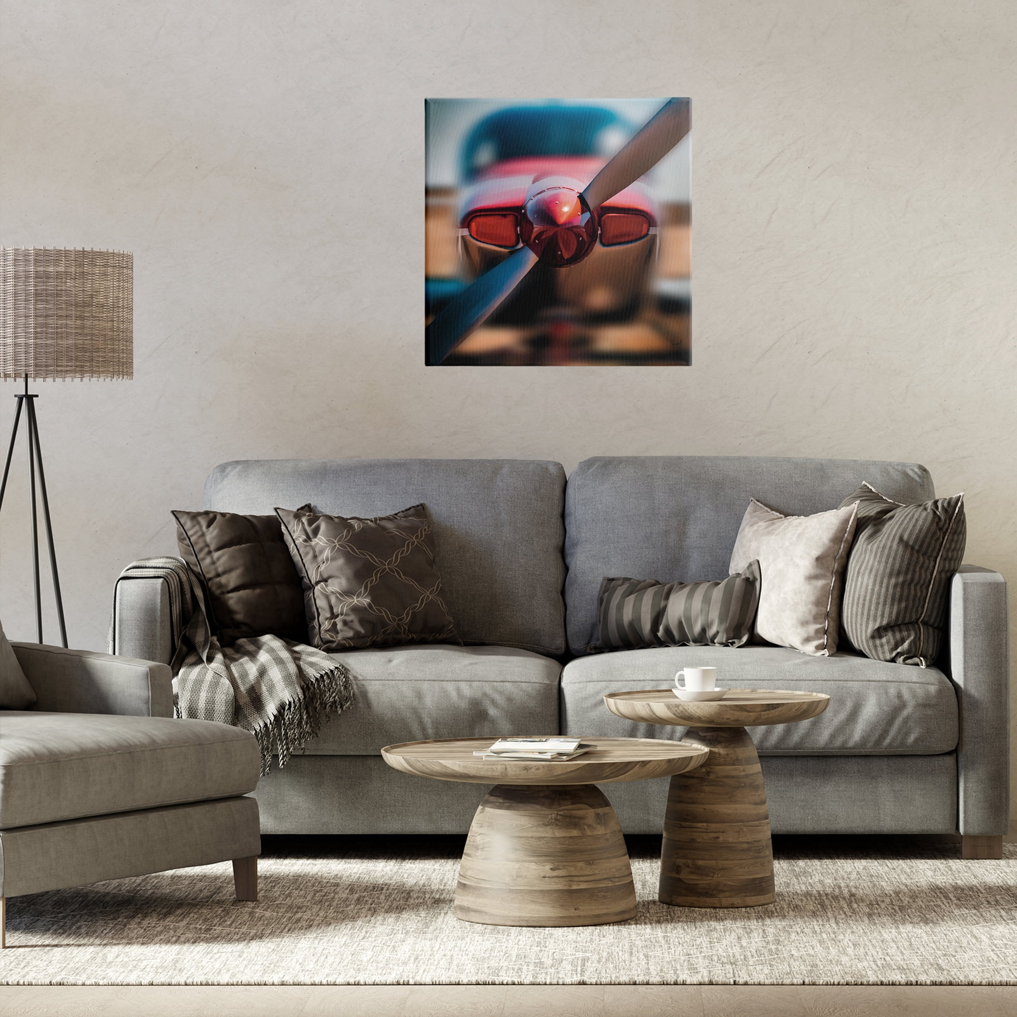 Stupell Industries Red Aircraft Propeller Canvas Wall Art, design by Renel Peters