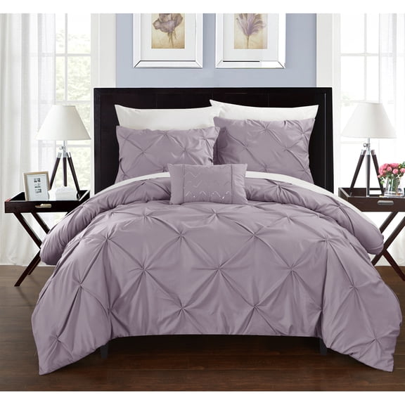 3 or 4 Piece Whitley Pinch Pleated ruffled and pleated complete Duvet Cover Set Shams and Decorative Pillows included