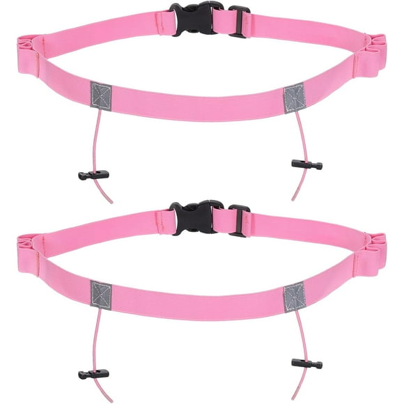 shiyou-Elastic Triathlon Running Belt, 2 Pack Adjustable Race Number Belt Race Belt Bib Holder with 6 Energy Gel Loops for Marathons Racing Cycling, Pink