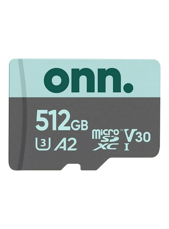 onn. 512GB Class 10 U3 V30 MicroSDXC Flash Memory Card