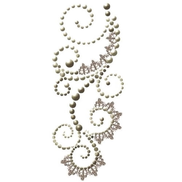 Prima 540852 7.6cm by 18cm Say It In Pearls and Crystals Swirl with Lace, Grey