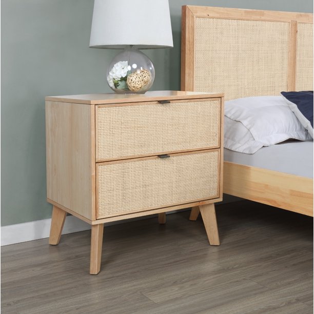 Powell Beelner 2Drawer Nightstand, Natural Cane