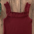 thumbnail image 3 of Baby Sleeveless Sling Jumpsuit, Ruffle Elastic Solid Color Knitted Rib Romper, 3 of 6