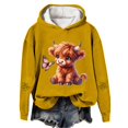 thumbnail image 3 of Western Holiday Graphic Hoodie for Women Cozy Pullover Featuring Cow Print and Festive Vibe Yellow M, 3 of 3