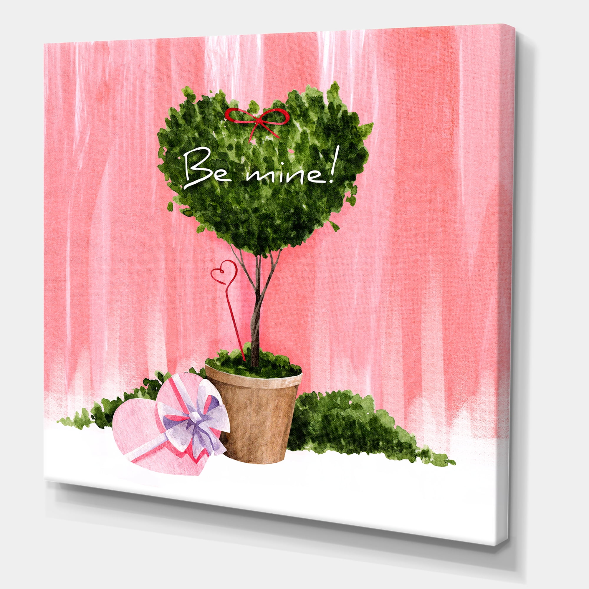Designart ' Be Mine Heart Shaped Valentine House Plant ' Farmhouse Canvas Wall Art Print