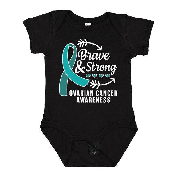 Inktastic Ovarian Cancer Awareness Brave and Strong with Arrows Boys or Girls Baby Bodysuit