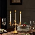thumbnail image 6 of FENGGHAO Gold and Silver Three-Candle Candelabra, Ornate Metal Candle Holder for Wedding and Table Centerpieces, Vintage European Decor, 6 of 6