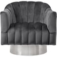thumbnail image 4 of Meridian Furniture Farrah Grey Velvet Swivel Accent Chair, 4 of 11