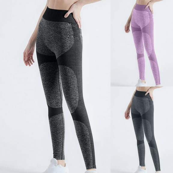 Oksale Ribbed Pants for Women Elastic High Waisted Leggings Tummy Control Butt Lifting Yoga Tights Gym Trousers for Fitness Athletic Outdoor Purple M