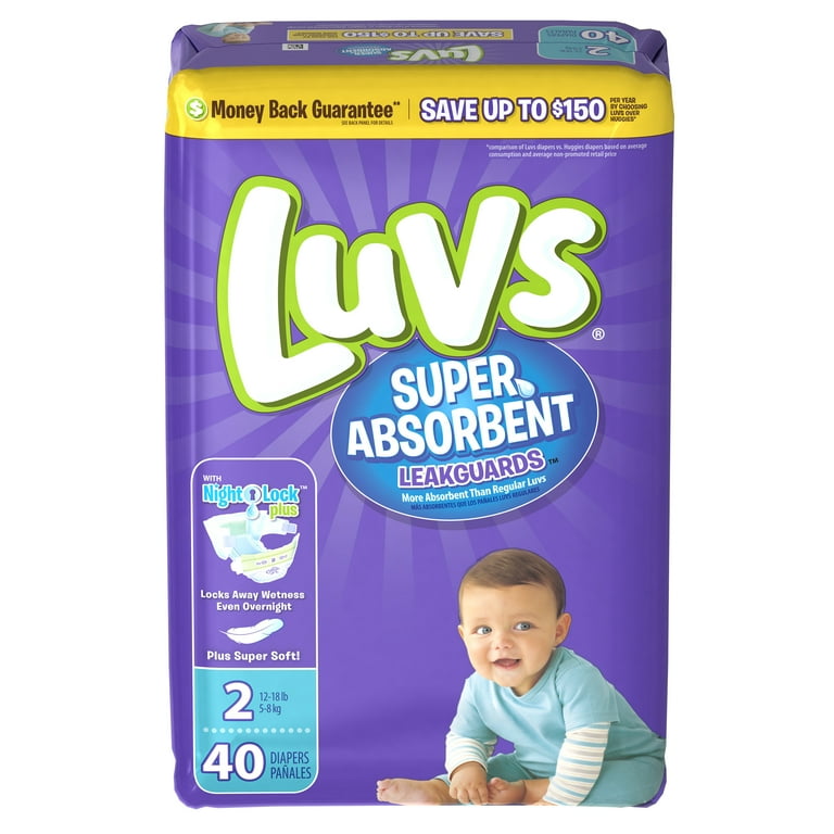 Luvs Leakguards Super Absorbent Newborn Diapers Size 2 40 count