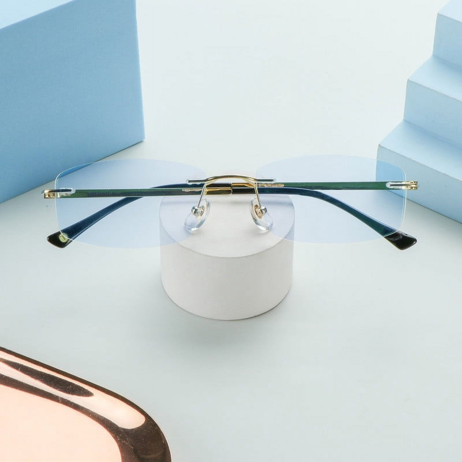 LifeArt Pure Titanium Frame Glasses/Blue Light Blocking Reading Glasses, Reduce Eyestrain, Stylish for Men and Women(Gold,+4.00 Magnification)