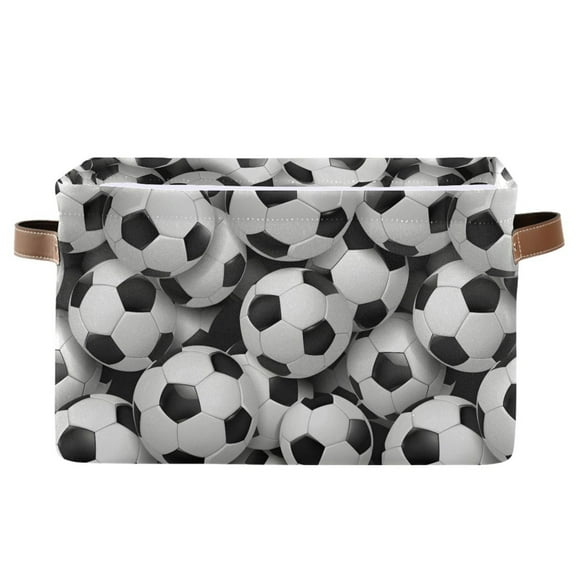 Football Background Storage Bins with Handle Fabric Organizer Basket Foldable Box 1 Pack 14.2x10.2x8.3