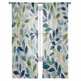 thumbnail image 3 of Navy Blue Leaves Sheer Curtains 63 Inches Length 2 Panels Set, Window Sheer Curtains for Living Room/Bedroom, Green Summer Botanical Rustic Light Filtering Rod Pocket Curtain 52'' x 63'' x 2, 3 of 7