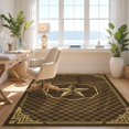 thumbnail image 3 of Design&I 8'x10' Washable Area Rug Snag-Free Farmhouse Checker Panel Layout Vintage Border Distressed Badge Flowing Dynamic for Dining Room, Large Office, Lounge, 3 of 7