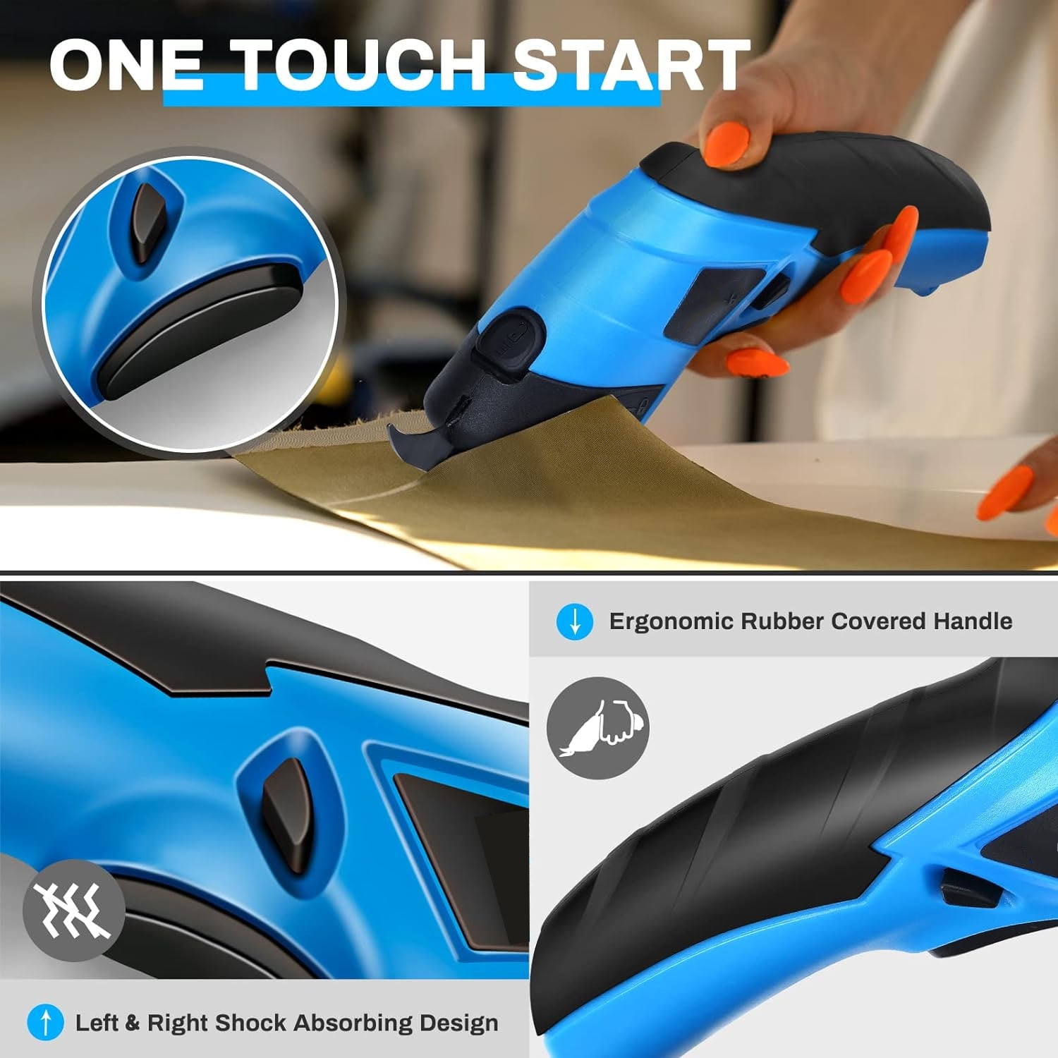 Electric Scissors,Cordless Scissors, Fabric Scissors with Replacement Cutting Blade, Box Cutter for Cardboard, Craft, Fabric, Carpet, Leather