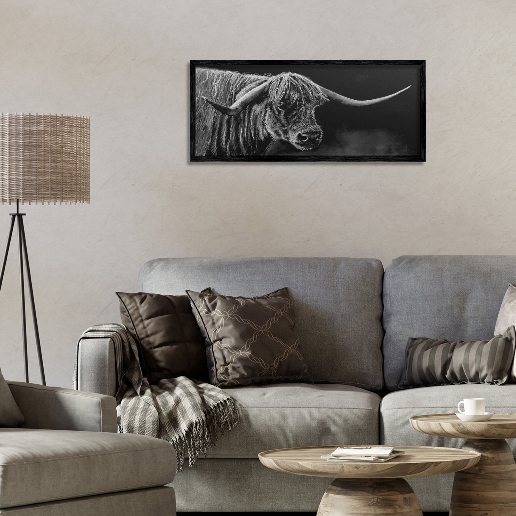 Highland Longhorn Portrait Black Framed Giclee Art, design by Patricia Reynolds