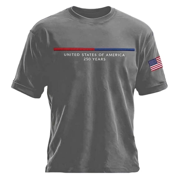 WEIWEN Patriotic Tshirts Shirts for Men 250th Anniversary USA Shirt 4th of July America 250 Years T Shirts for Man Summer Outfits Mens Independence Day Tee Grey, XXL