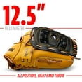 thumbnail image 4 of Franklin Sports Field Master Baseball + Softball Glove - Adult + Youth Mitt - 12.5" Righty - Black/Tan, 4 of 8