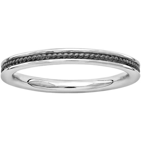 Stackable Expressions Sterling Silver Black-Plated Channeled Ring