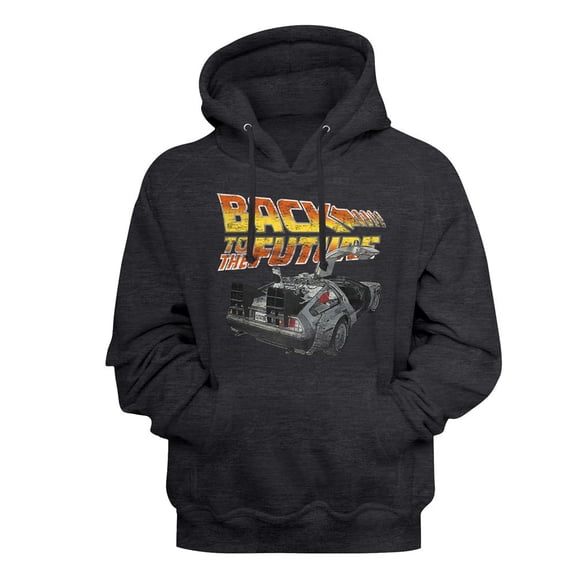 Back to the Future Btf Car Charcoal Heather Adult Pullover Hoodie Sweatshirt