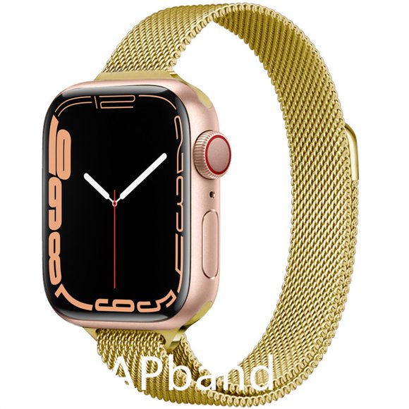 Slim Metal Bands for Apple Watch Band 38mm 40mm 41mm iWatch Series SE 7 6 5 4 3 2 1 Women Men Girl,Milanese Thin Stainless Steel Mesh Loop Magnetic Strap Replacement for iWatch -gold