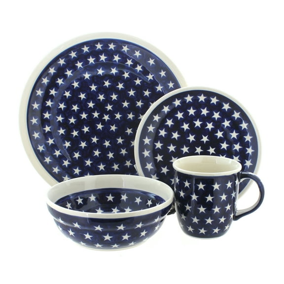 Blue Rose Polish Pottery Stars 16 Piece Dinner Set