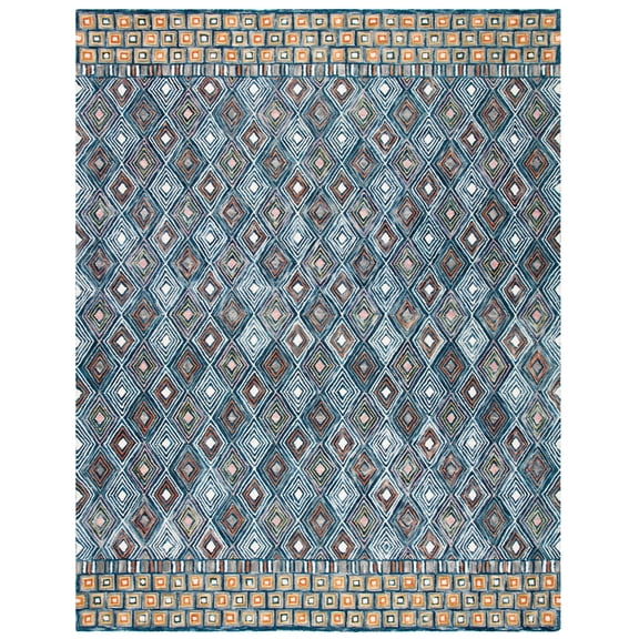 SAFAVIEH Aspen Stars Geometric Wool Area Rug, Blue/Gold, 8' x 10'