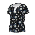 thumbnail image 2 of Naloa Daisies Flowers Print T-Shirts Short Sleeve V Neck Tees for Women Fashion Tops Trendy Lightweight Soft Casual Summer Outfits Clothes, 2 of 5